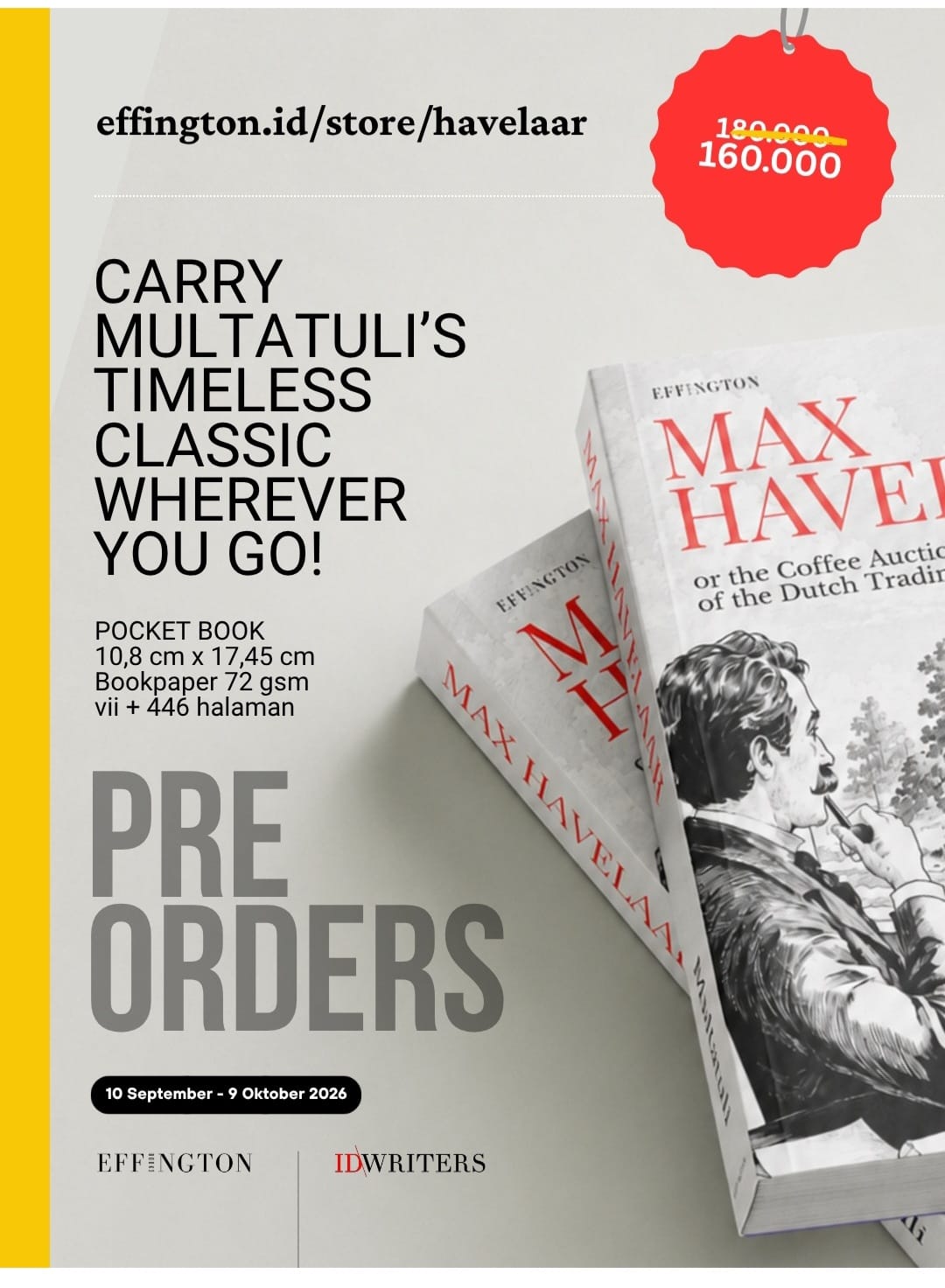 Effington Books Hadirkan Edisi Bahasa Inggris “Max Havelaar” dalam Format “Pocket Book”